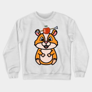 Cute hamster has an apple and arrow on head Crewneck Sweatshirt